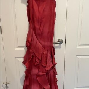 Zac Posen Red Strapless Ruffled Gown for Wedding